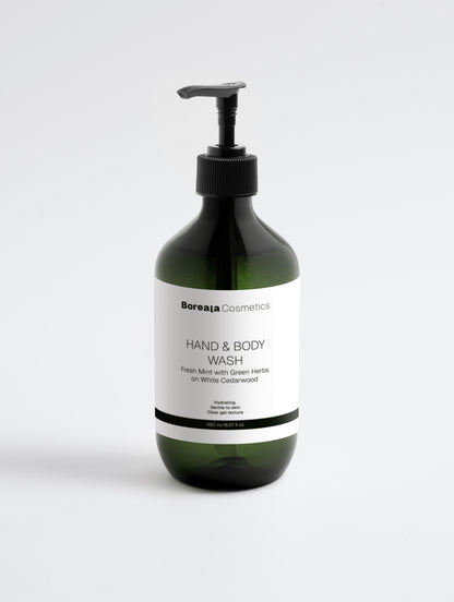 Gel de manos y cuerpo menta y cedro oscuro