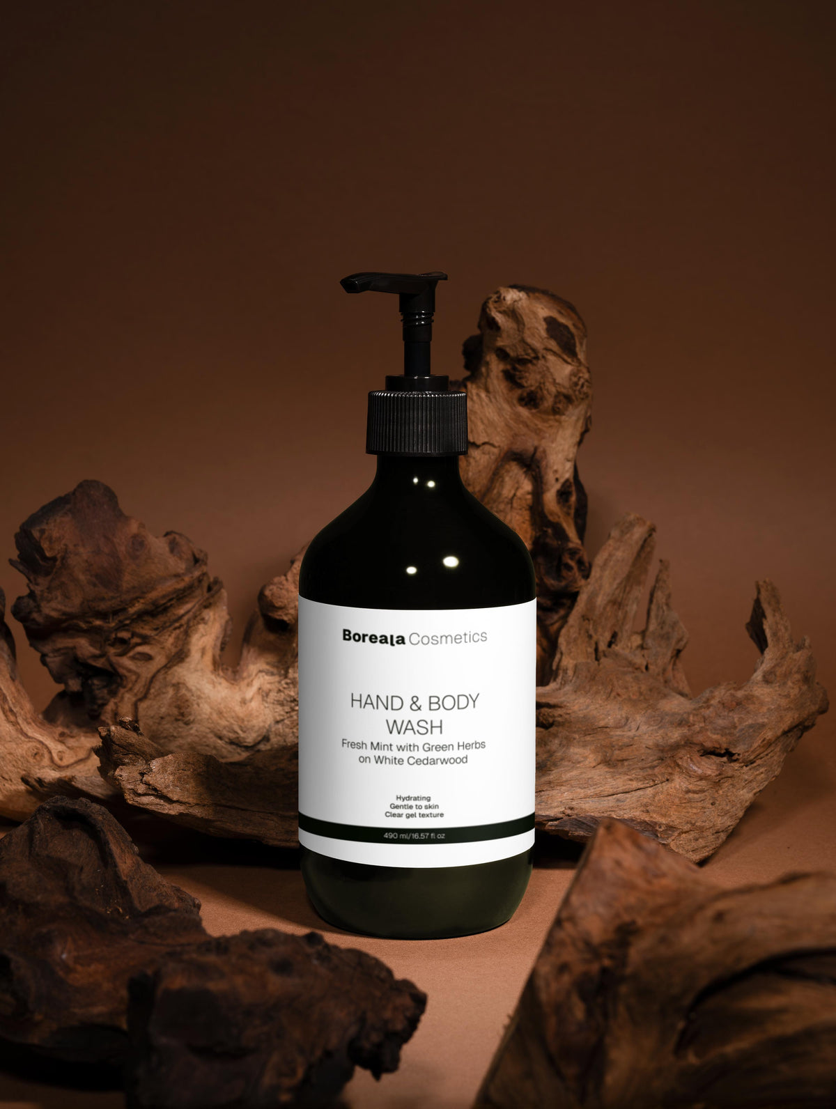 Gel de manos y cuerpo menta y cedro oscuro