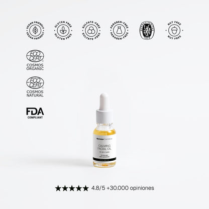 Aceite facial calmante con cannabidiol y aceite de semilla de cáñamo