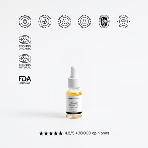 Aceite facial calmante con cannabidiol y aceite de semilla de cáñamo