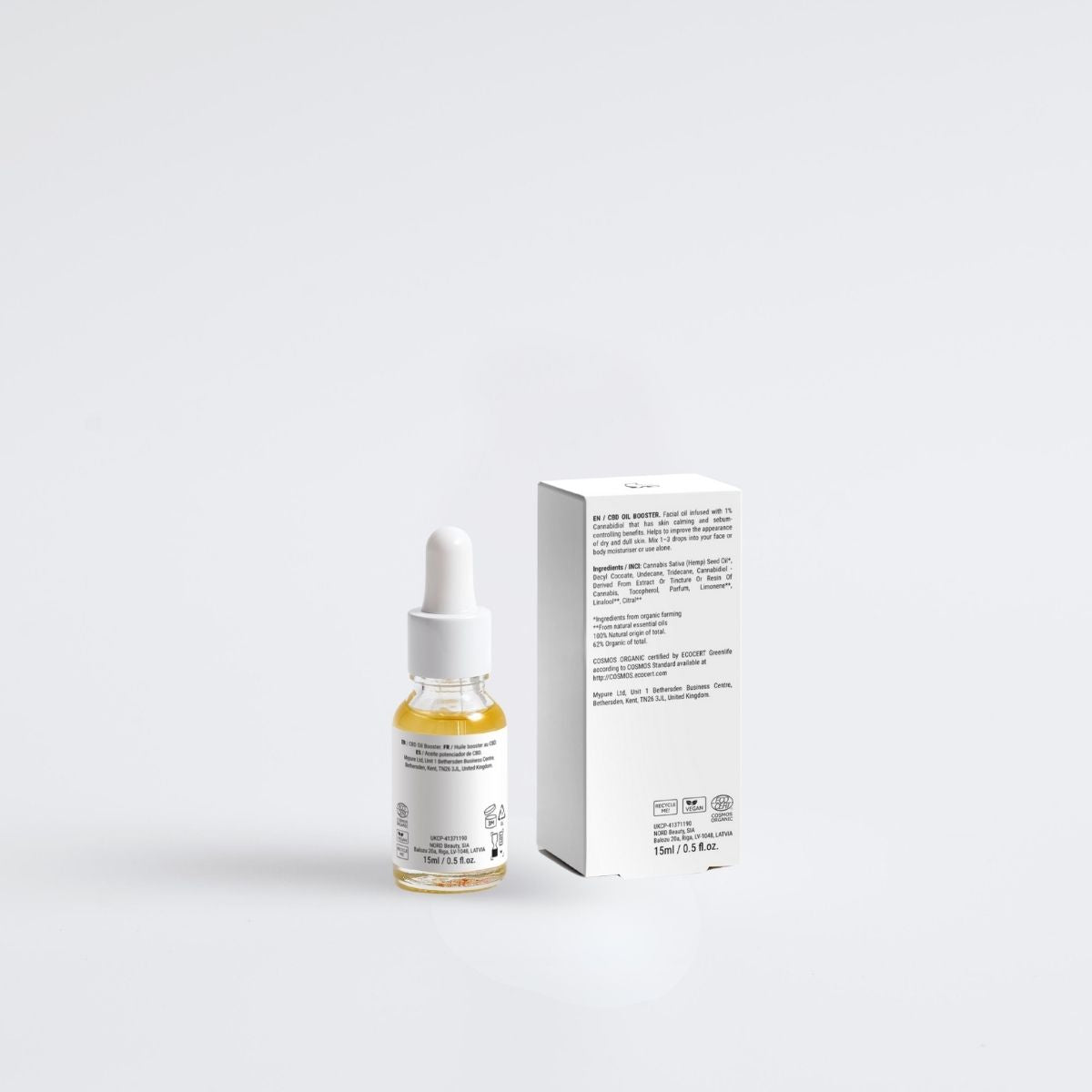 Aceite facial calmante con cannabidiol y aceite de semilla de cáñamo