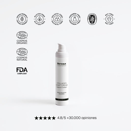 Crema nocturna anti-edad con colágeno