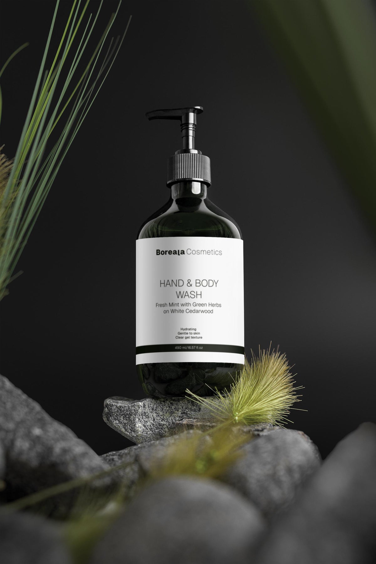 Gel de manos y cuerpo menta y cedro oscuro