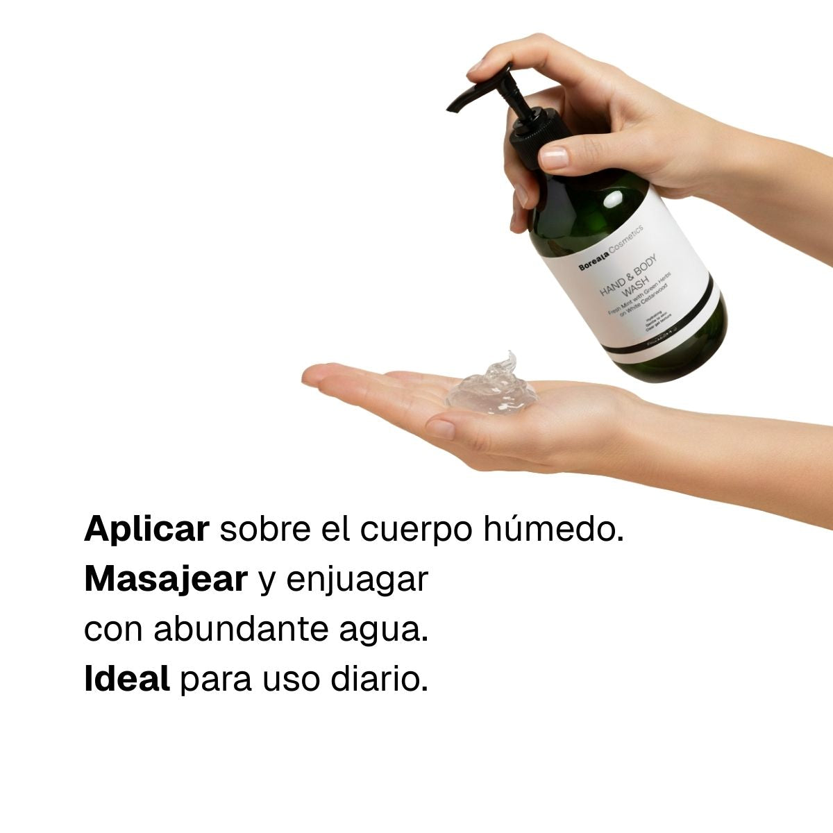 Gel de manos y cuerpo menta y cedro oscuro