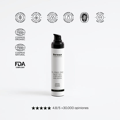 Gel facial libre de aceite con zinc para hombre