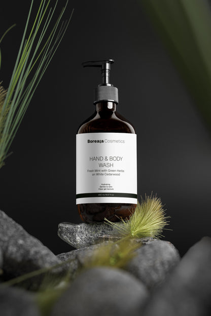 Gel de manos y cuerpo menta y cedro oscuro